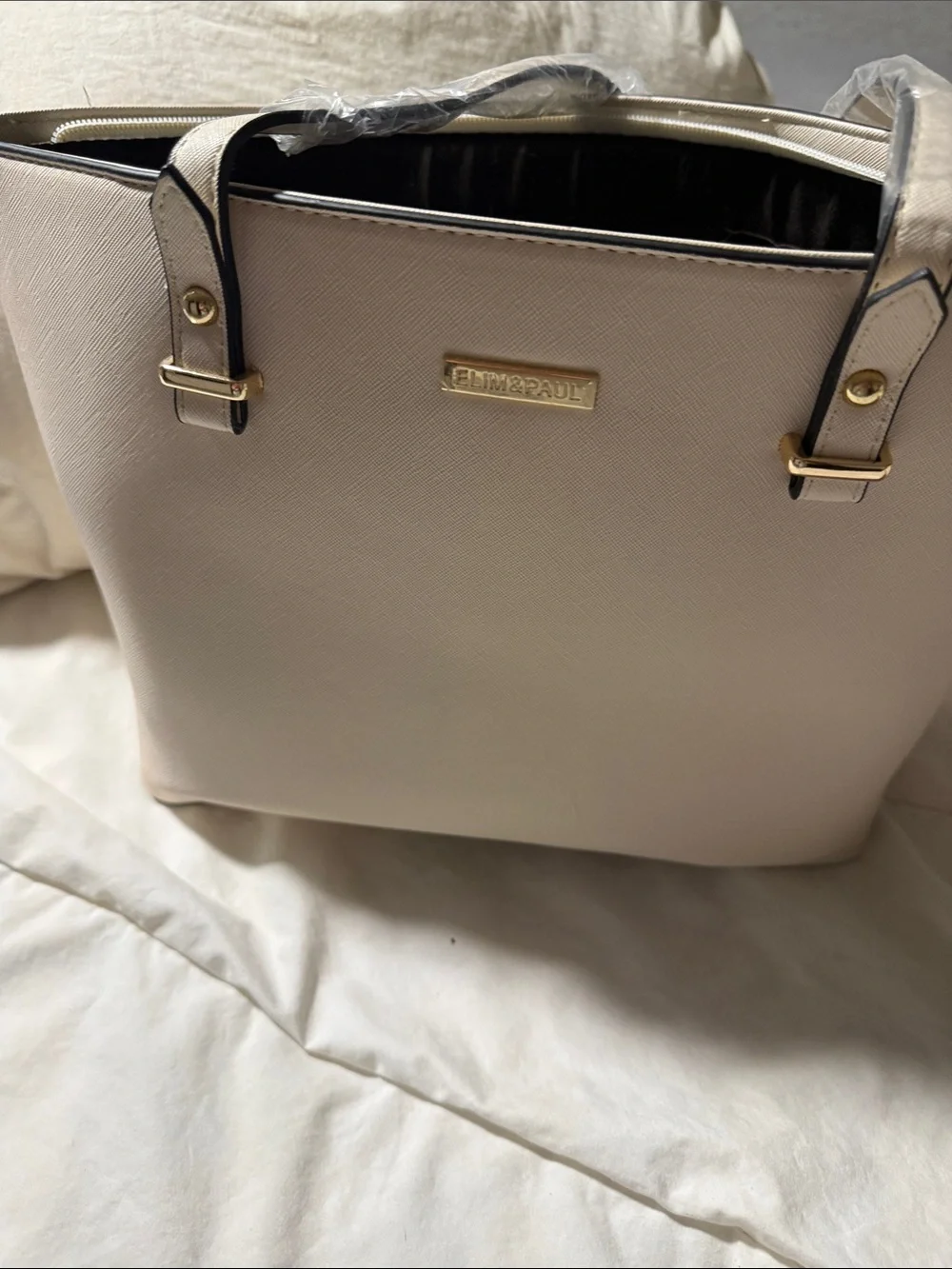 Cream Tote Bag Set - Cream Handbag with Wallet and Pouch